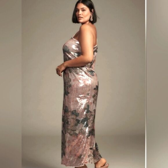 Porridge Pink One Shoulder Sequin Dress Plus 3X Anthropologie - Picture 3 of 4